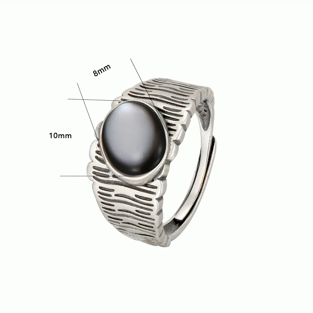 925 Silver Mens Wide Ring 8x10mm Natural Amber Malachite Gemstone Gothic Vintage Bold Jewelry for Men Unique Statement Gift 250509