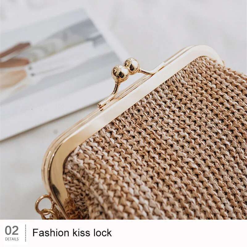 Boho Small Crossbody For Evening Clutch Bags Hasp Ladies Handbag Female Straw Beach Rattan Women Messenger Bag