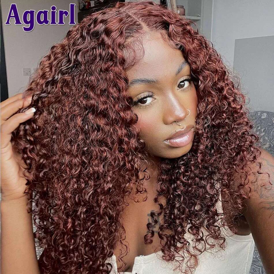 Orange 13X6 Deep Curly Short Human Hair 13X4 Water Wave Frontal Bob Reddish Brown 5X5 Lace Closure Wigs