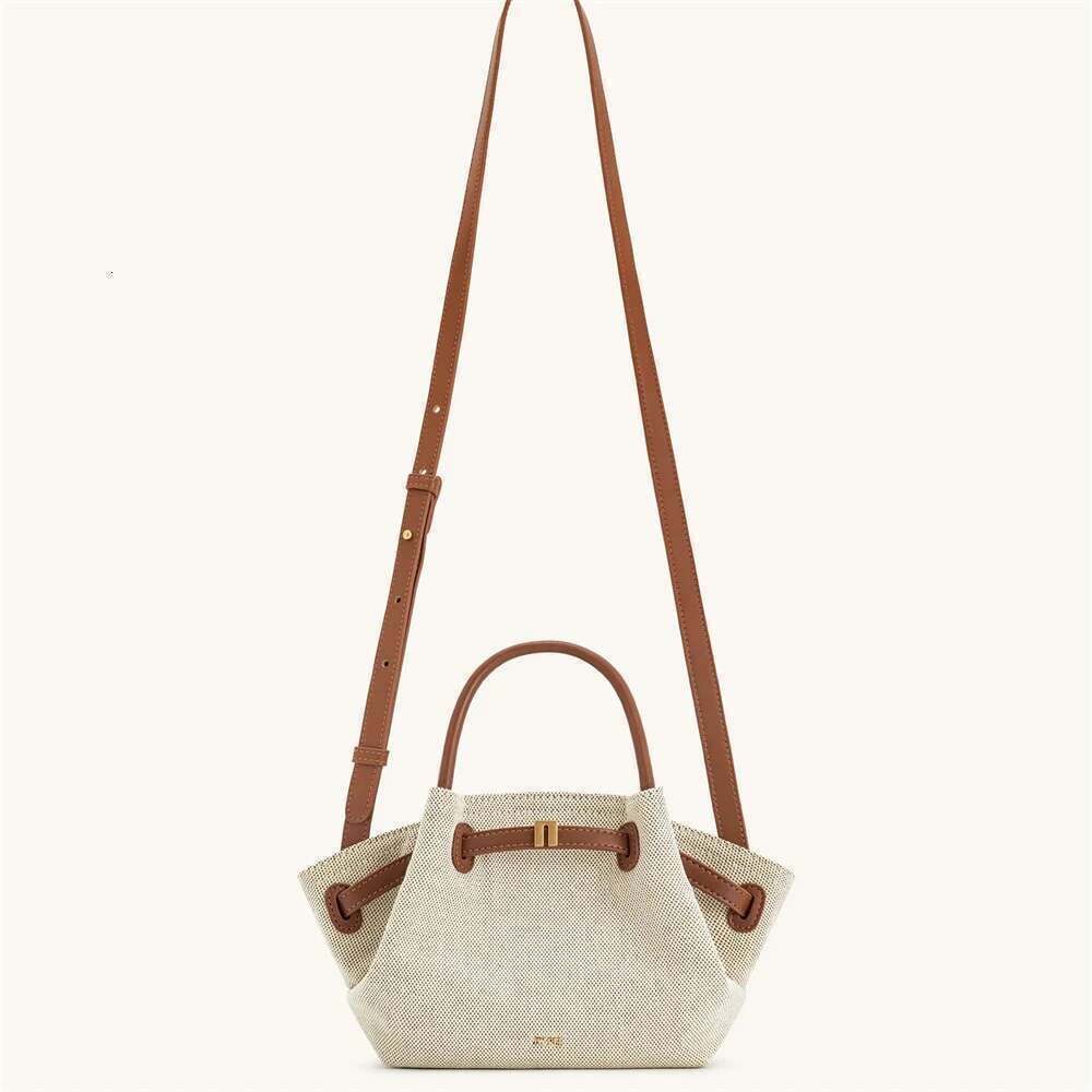 JW PEI 2025New Women's Canvas Brown Crossbody Shoulder Mini Vegan Tote Handbag Dumpling Bag High Quality Leather