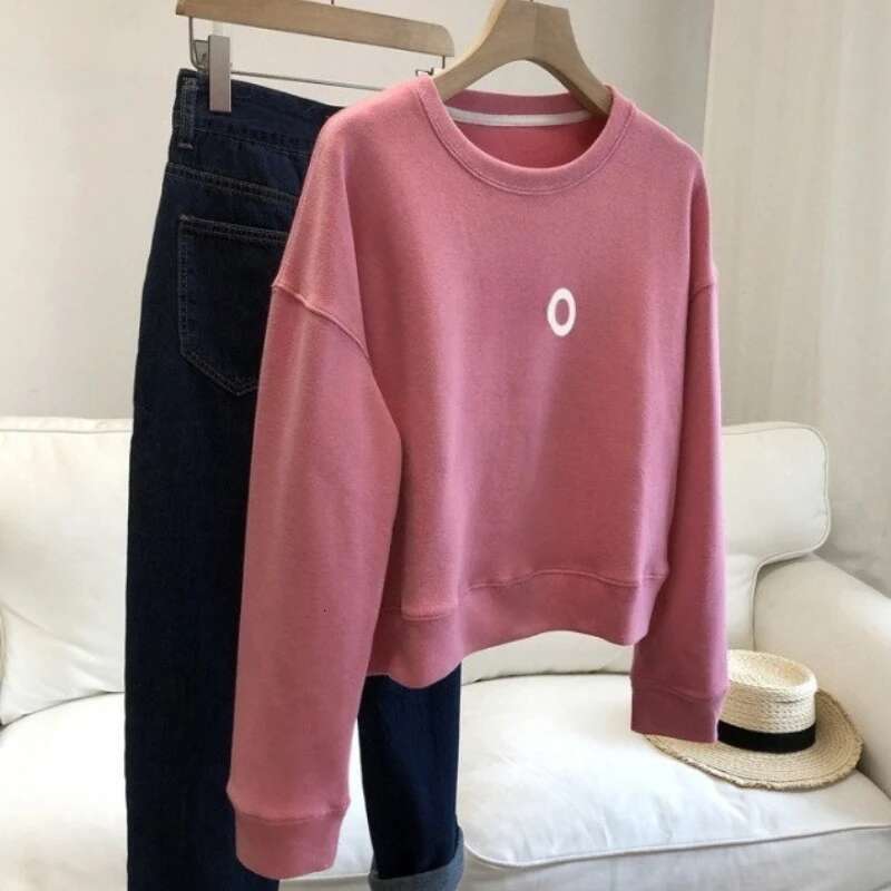 Round Neck Bright Line For Women Loose Slimming Casual Long Sleeved Top Elegant Fashion Solid Color Hoodie Designer