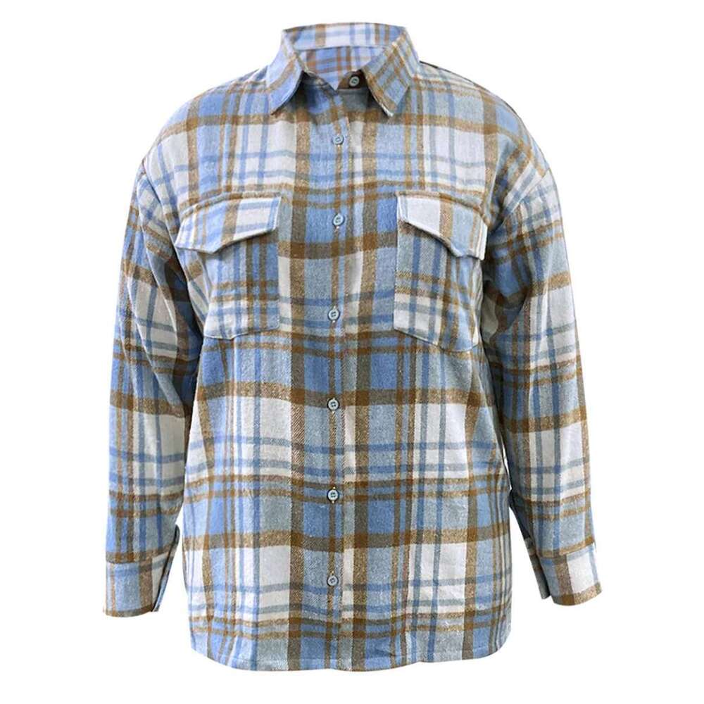 5XL LW Plus Size Plaid Print Pocket Design Coat New Women Turndown Collar Long Sleeve Spring Jacket Outerwear Chic Suit