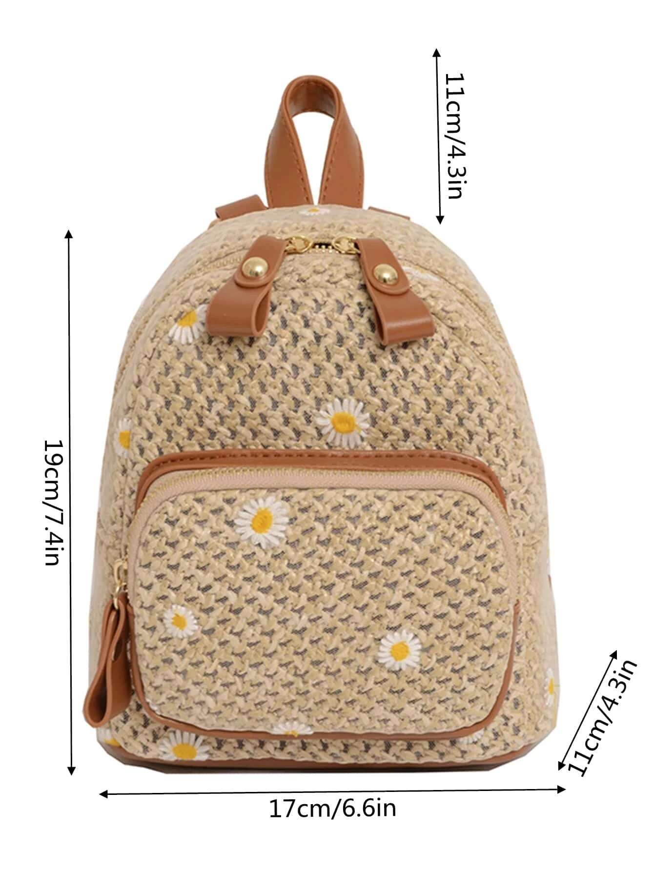 2025 new bag mini floral embroidery bag summer beach travel vacation fashion designer woven small backpack new trend fashion backpack commuting bag wo