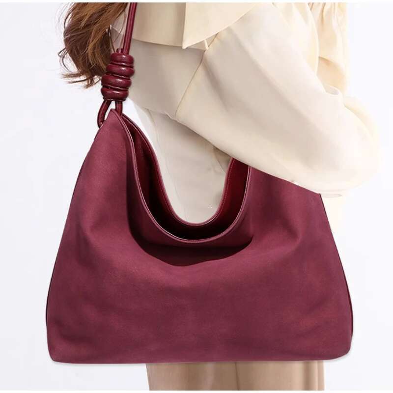 Knot Design Shoulder Underarm Large Capacity Commut Women Bag Frosted Suede Handbag Brand Tote Spacious Shopping Bags