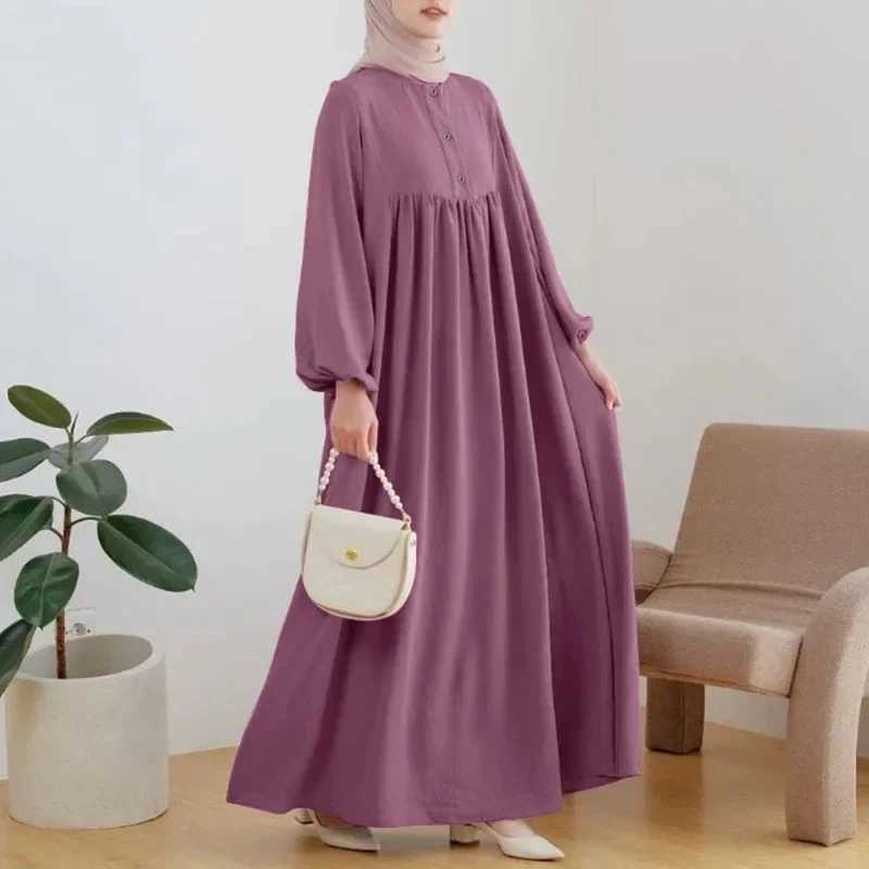 2025 Women Eid Muslim Dress Abaya Lantern Slve Long Dresses Arab Dubai Jalabiya Vestidos Loose Casual Summer Ankle Length 2024 X250514