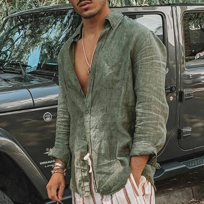 Mens Shirt Long Sleeve Regular Fit Men Casual Oversized Loose Single Breasted Leisure Spring Summer Male Blouse 250514