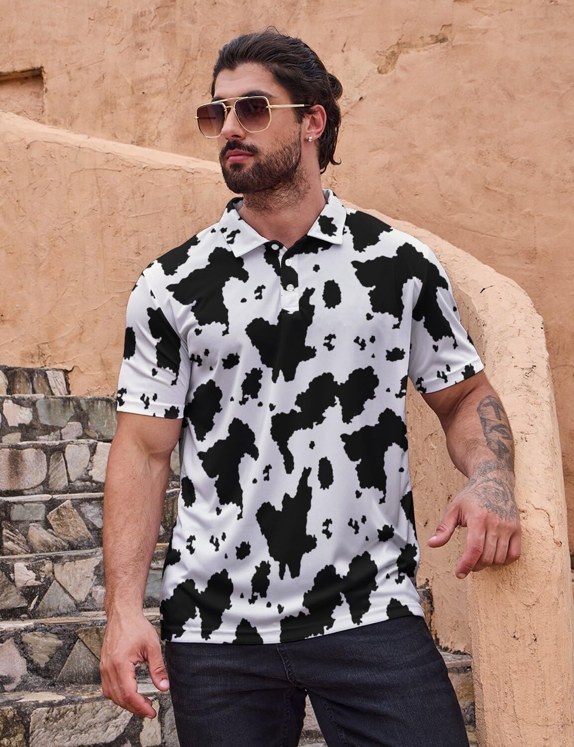 Mens Polo shirt Men's Golf Shirt Funny Polo Shirts Button Up Short Sleeve Party Outfit Shirt for Men Polos shirts tshirt Casual tops summer cloth