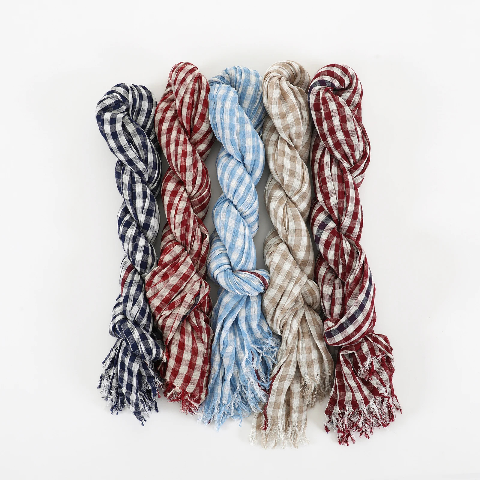 Cotton Linen Plaid Fashion Women Scarf Autumn Winter Warm Neckerchief Pashmina Casual Male Accessories Tassel Bufandas Shawls 250514