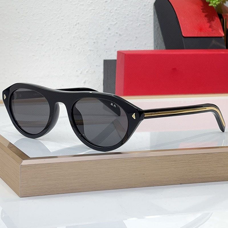 Designer Sunglasses For Mens SPRB15 Classic Black Oval Acetate Glasses Side Metal Plaque Inlay Summer Travel Beach UV Protection SUNGLASSES