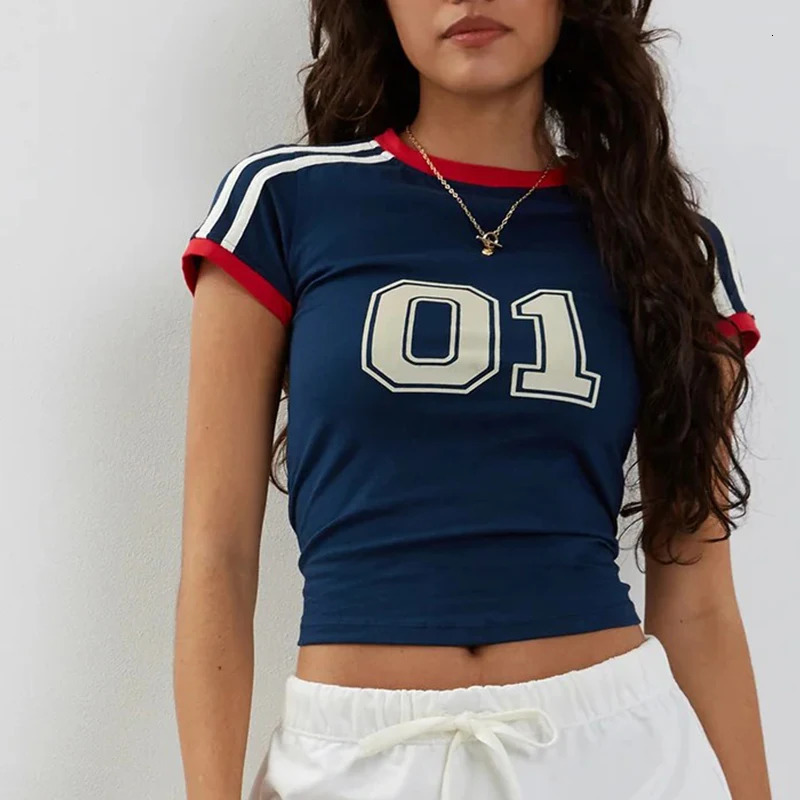 Sexy Egirl Women Letter y Gothic Crop Top Streetwear Grunge Baby Tee Vintage Casual Short Sleeve TShirt Y2k Clothes 250514
