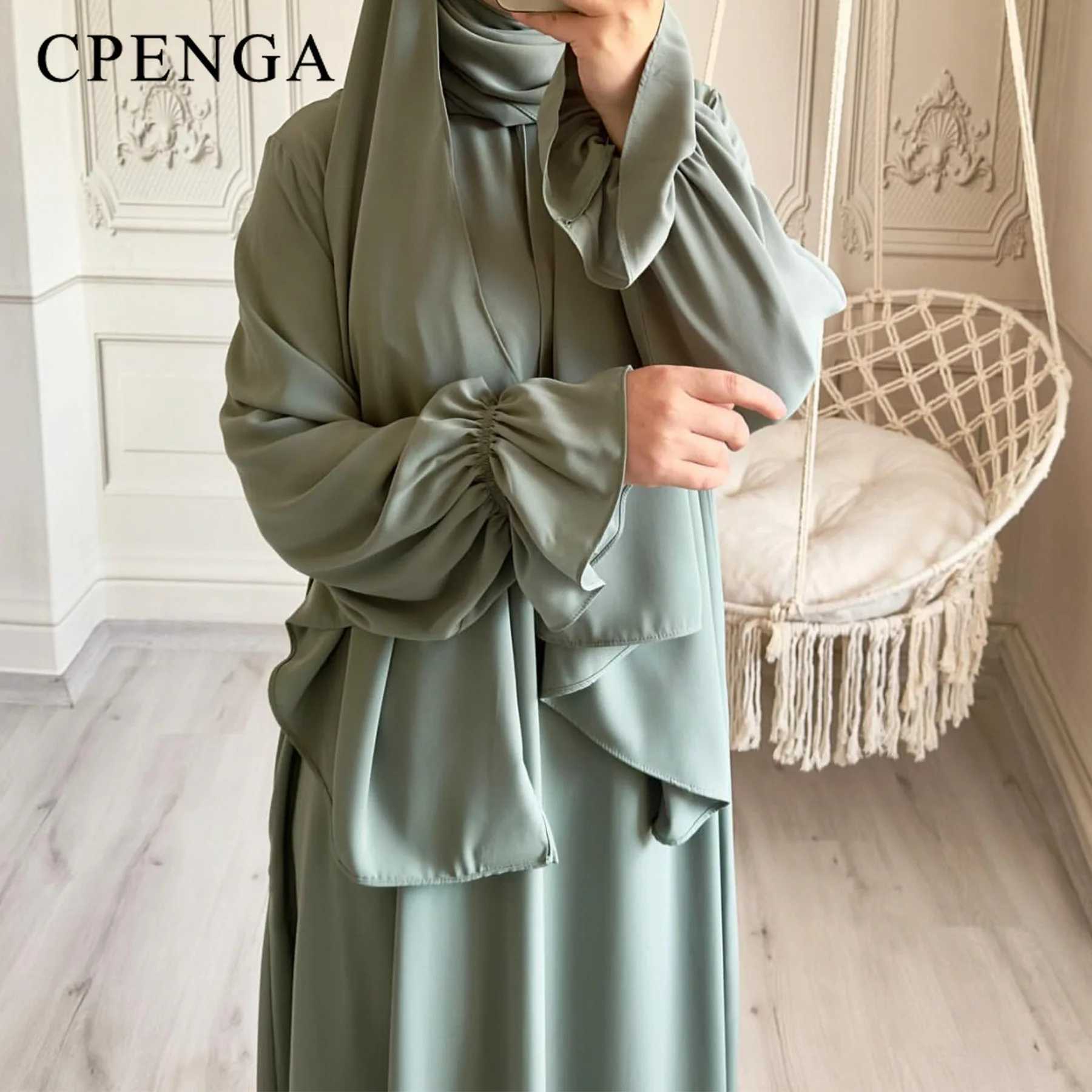 2024 Spring Muslim Modest Dress for Women Eid Arabic Femme Hijab Abaya Dubai 2 Pieces Islamic Long Slve Turkey Robe clothing X250514