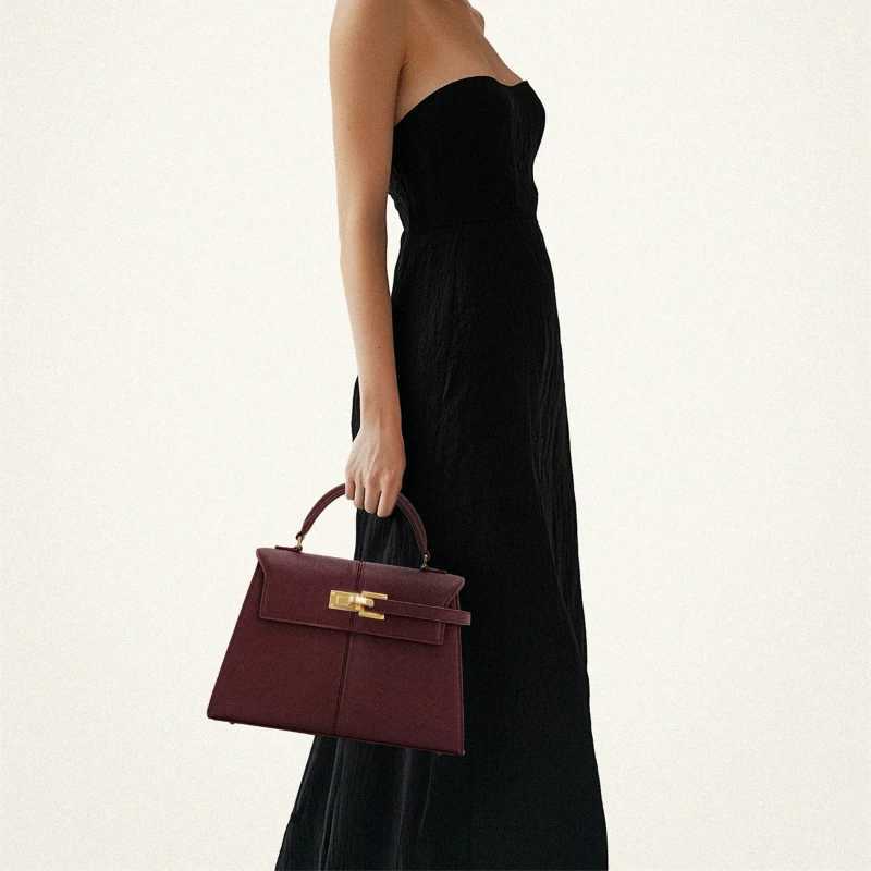 JW PEI Wens Handbag Elise Designer From 2025 New Burgundy Handbag Large Square Crossbody Bag High-end Wens Bag Z250514