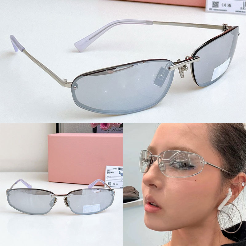 Luxury Women metal curved Sunglasses SMU A50 classic sports style Ladies Eyewear Designer popular Nocturne Sunglasses UV400 protective belt original box