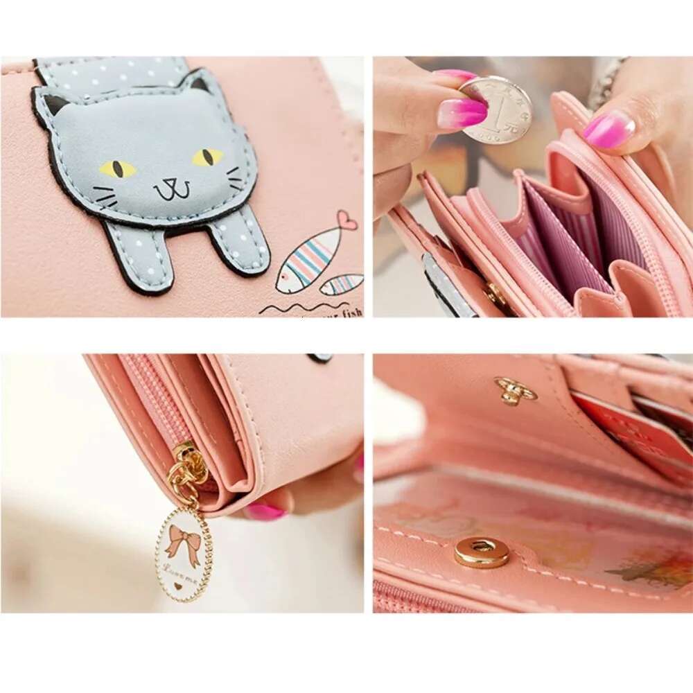 Kitty Purses for Women PU Leather Cute Short Wallets Zipper Coins Bag Women's Wallet Credit Card Holder Female Handbags