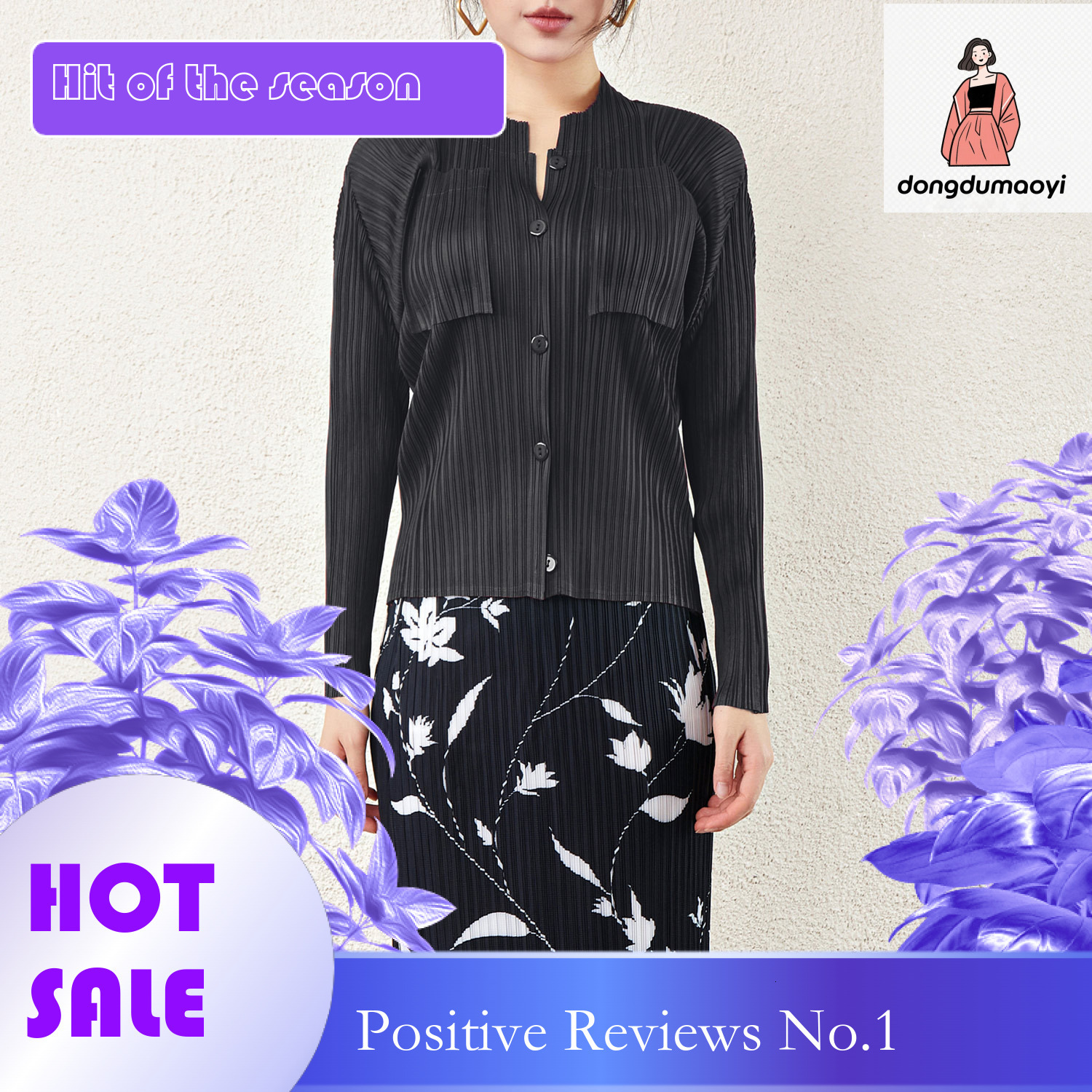 dongdumaoyi Spring and summer new shirt top 2024 clean color temperament commuting fashion single row multi button short jacket