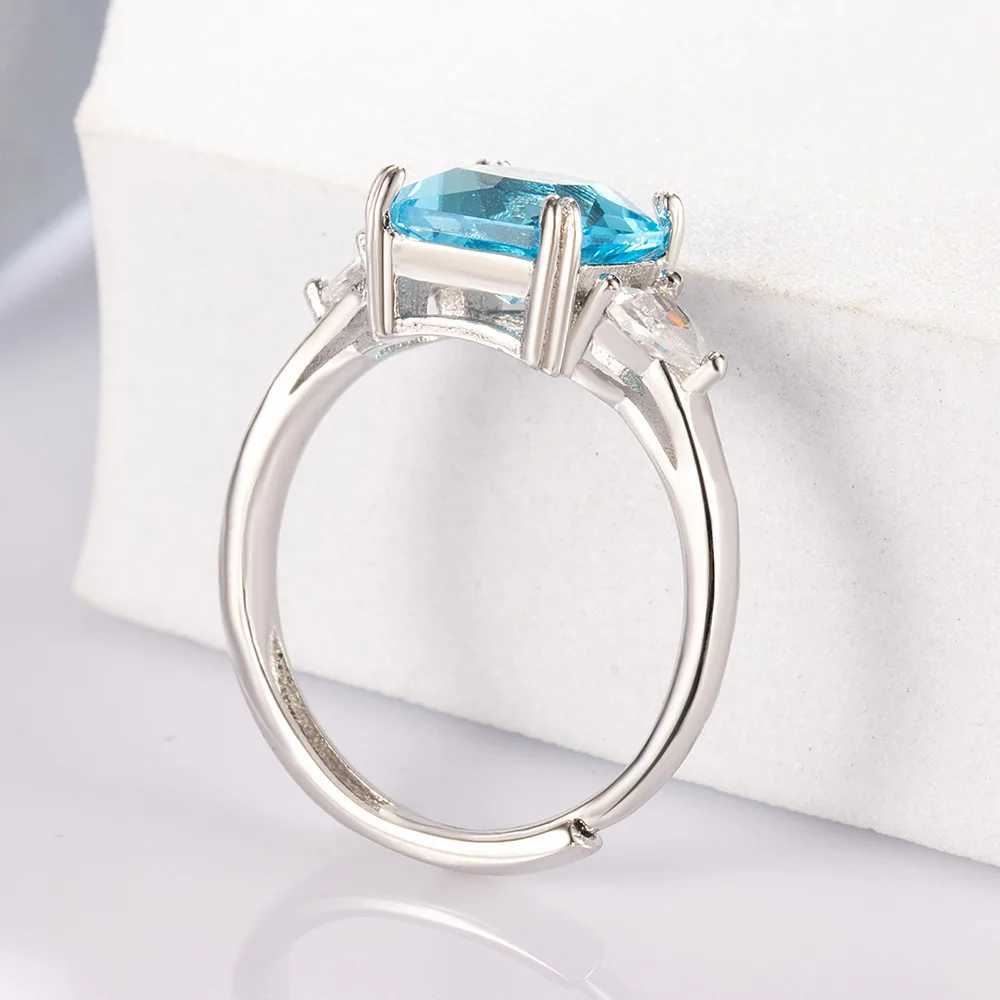 925 Sterling Silver Blue Zircon Engagement Rings For Women Elegant Luxury Fine Jewelry Wedding Accories JewelleryXJ250514