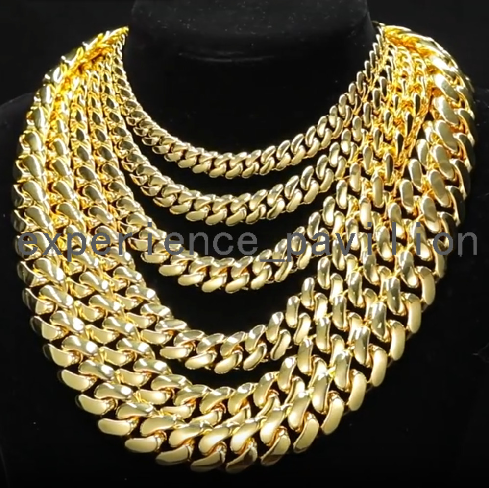 Fashion Jewelry 10/12/14/16/18/20/22mm Real Gold Plated Brass Big Cuban Link Miami Cuban Bracelet Ready to Ship Jewelry