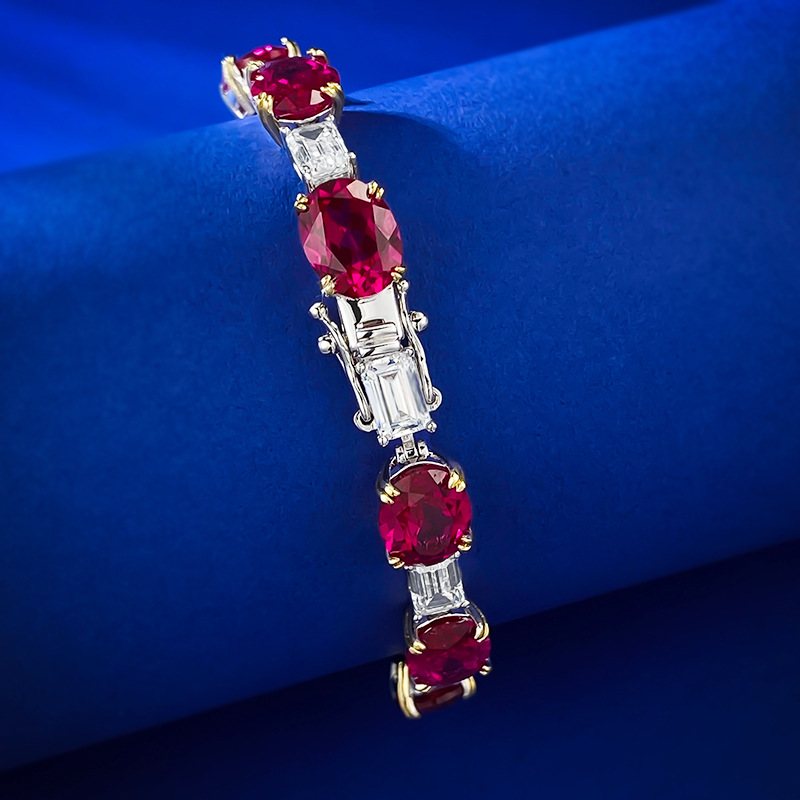 2025 Choucong Gorgeous Noble Lady Wedding Bracelets Sparkling Luxury Jewelry Genuine 100% S925 Sterling Silver Oval Cut Ruby Lab Moissanite Diamond Wo