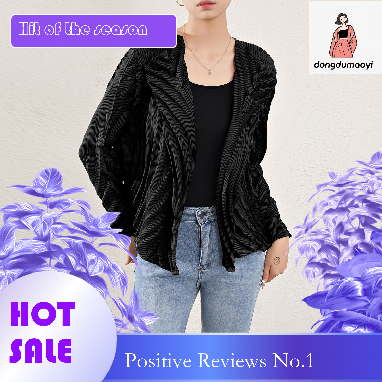 dongdumaoyi Irregular lapel long sleeved concealed button pleated small jacket for women commuting thin three bedroom top sun protection shirt