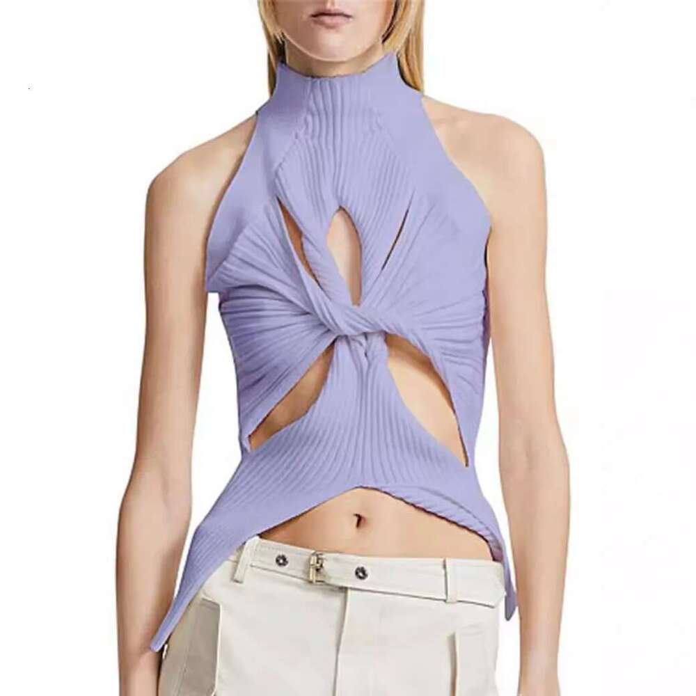 Getspring Women Vest 2025 Spring Summer Sleeveless Hollow Out Kink Irregular Solid Sexy Camis Fashion All Match Short Tops New