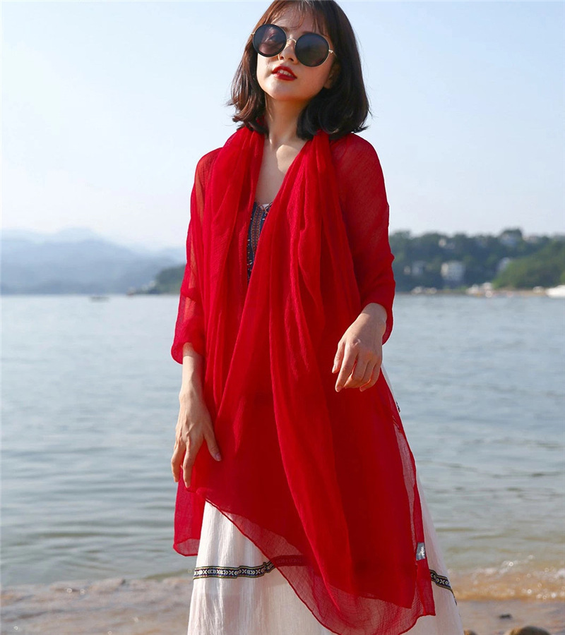 K718 New arrival solid color gauze scarf women's long shawl spring autumn winter versatile