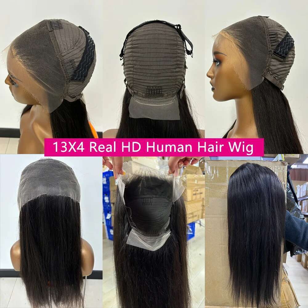Queenlike Real Frontal 13X4 Straight Human Hair For Women Scalp Top Wigs Thin Hd Invisible Transparent Lace