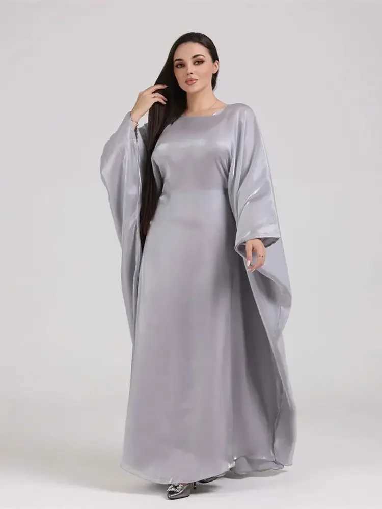 Batwing Butterfly Satin Abaya Dubai Luxury Muslim Kaftan Maxi Dress Abayas For Women Ka Robe Caftan Marocain Femme Vestidos X250514