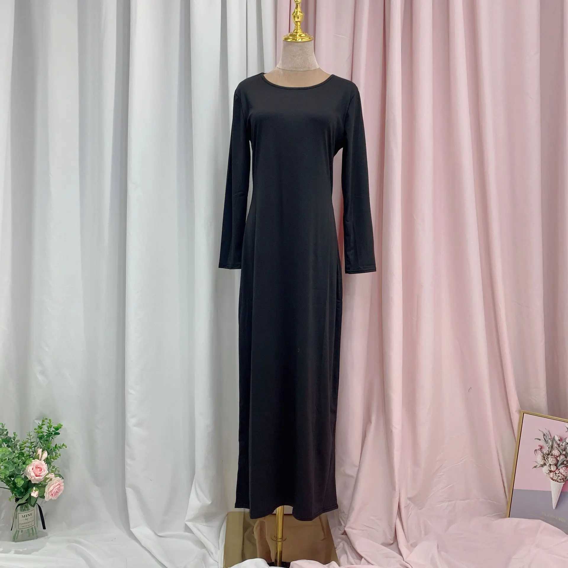 New Fashion Stretch Islamic Inside Dress Robes Inside Fancy Dress Inner Dress French Stylish Modesty Islamic Dress WY56 X250514