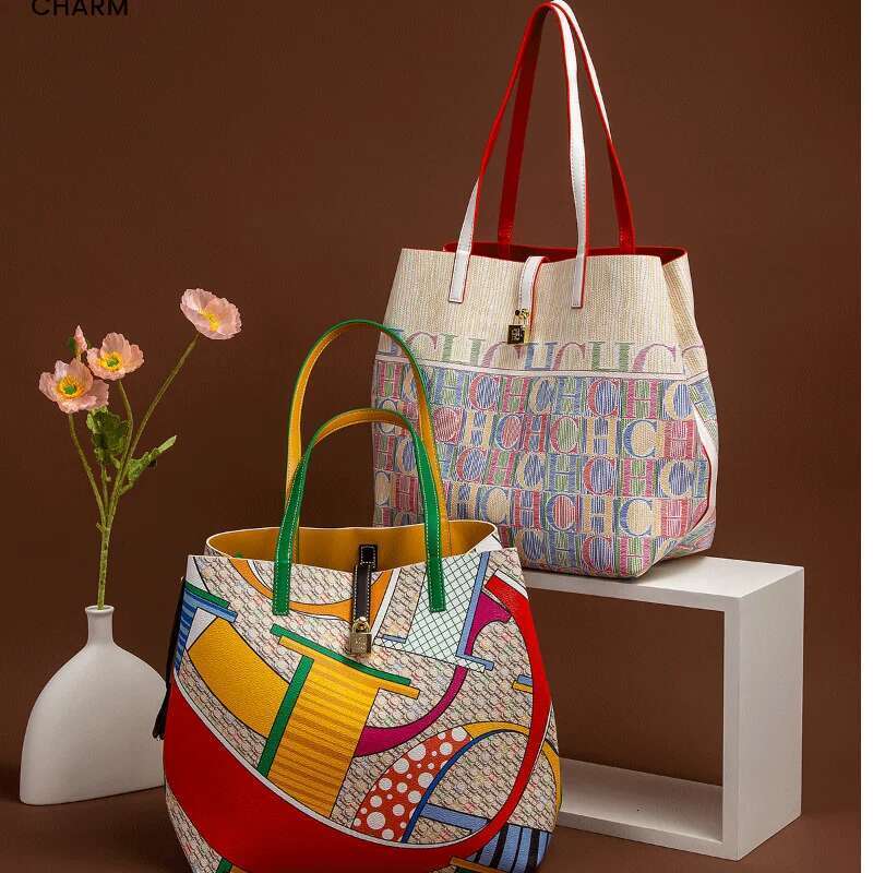 Large Capacity Handbag Simple Fashion Printing Business Travelling Ladies Shopping Mother Bag