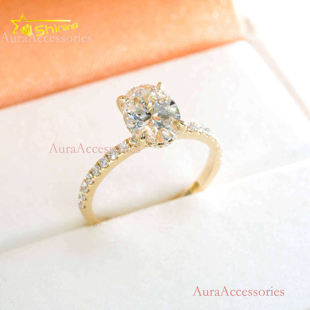 Oval Cut G VVS2 IGI Lab Grown Dias Engagement Ready to Ship Fine Jewelry 14K Solid Yellow Gold Rings with Certificate