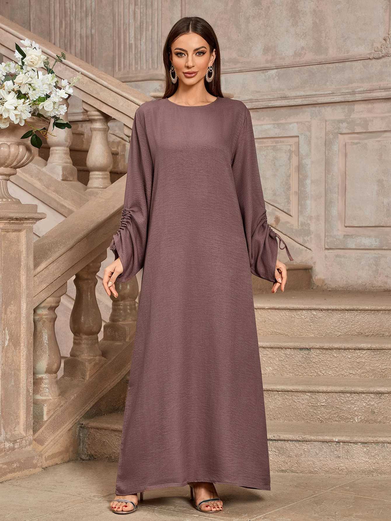 Closed Abaya Women Muslim Dress islamic Clothing Women Modest Dresses With Adjusted String Slves New Robe 2025 New Design X250514