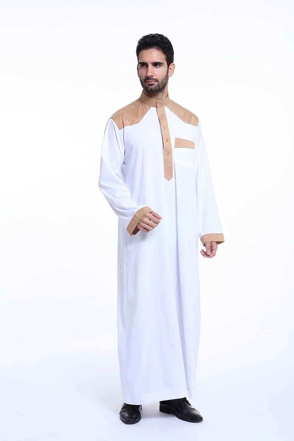 Saudi Arabic Men Jubba Thobe Muslim Long Sleeve Robe Thoub Eid Ramadan Dishdasha Traditional Clothing Islamic Prayer Abaya Dress X250514
