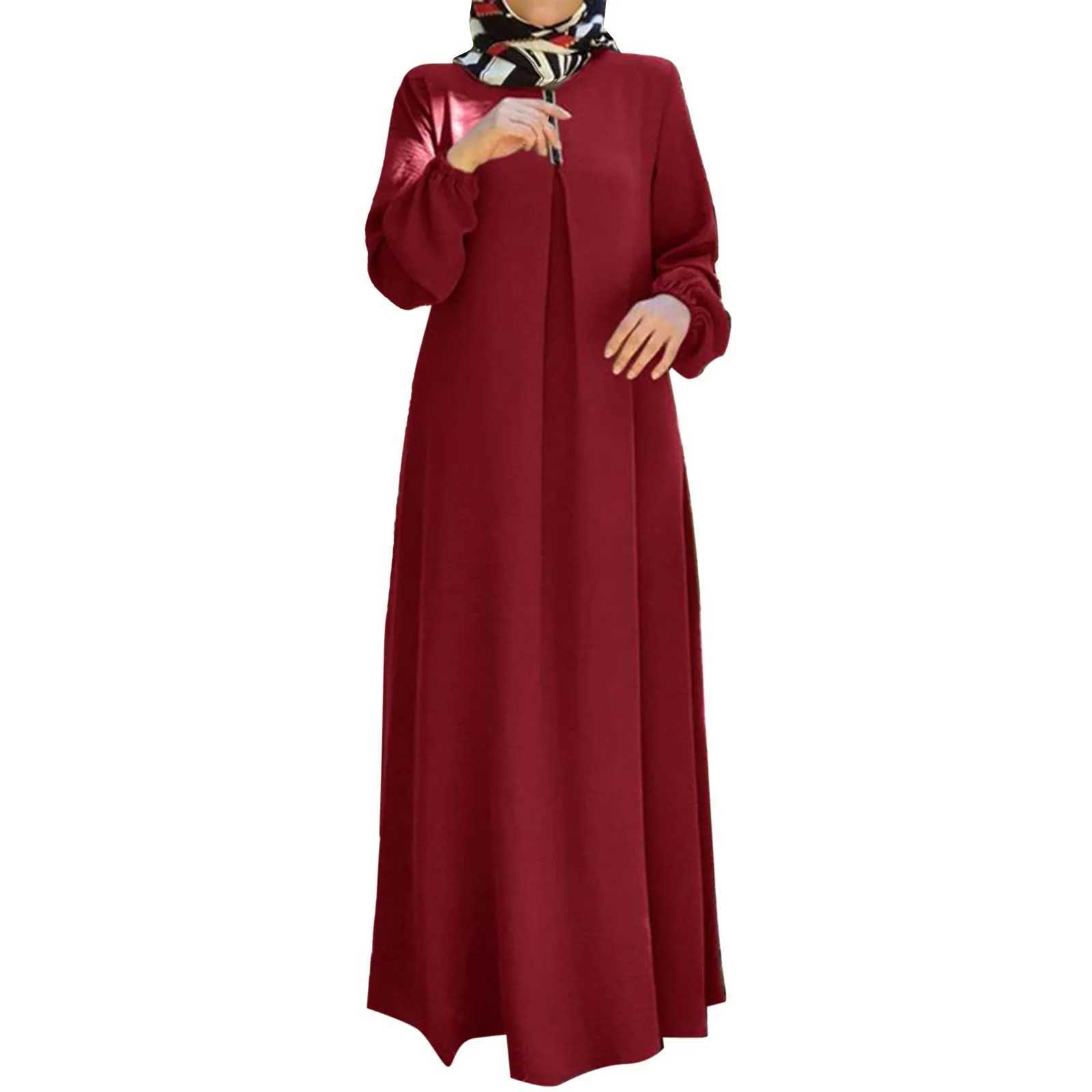 Muslim Abayas Loose Maxi Dresses Women Jilbabs Muslim Dress Long Slve O-Neck Casual Solid Robe Islamic Ramadan Dresses X250514