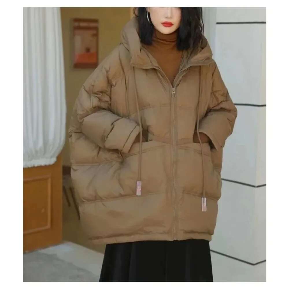 Casual Loose Oversized Down Jacket Ladies White Duck 2024 New Autumn Winter Warm Hood Korean Coat Office Woman