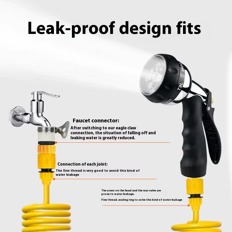 Convenient Car Wash Coil Hose& Garden Watering Jet Type Sprinkler with Nozzle Suitable Shower Garden Water Guns Tariff Reduction