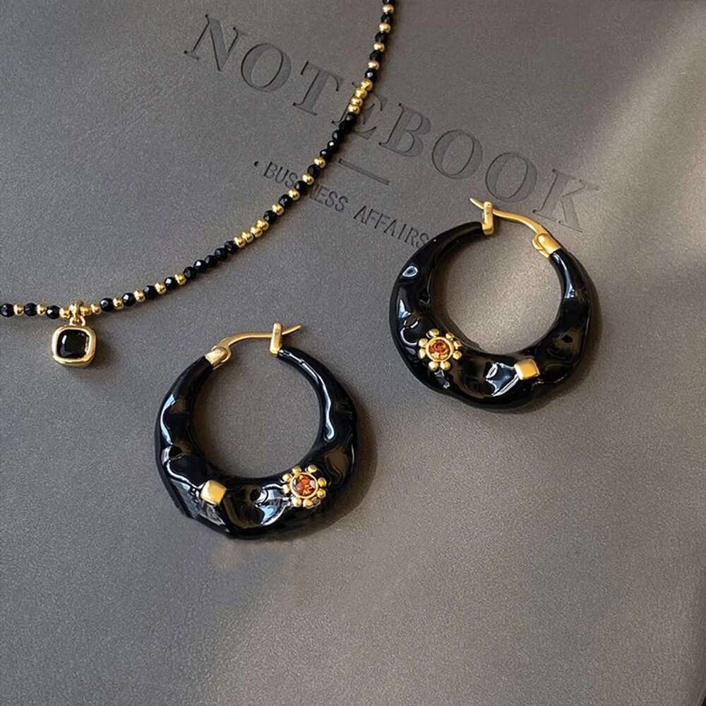 New Vintage Enamel Drip Glaze Hoop Premium Exquisite Trendy Statement Ear Buckle Earrings Party Jewelry Gift