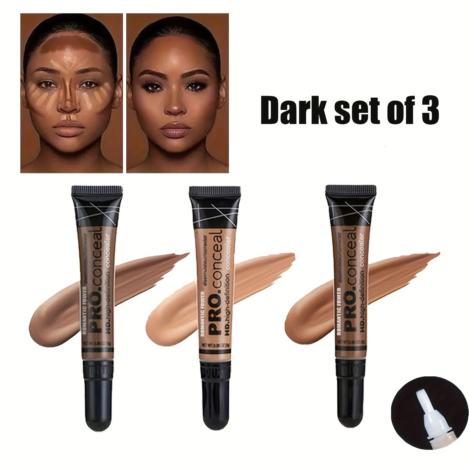 3-Color Matte Liquid Concealer Set for Eyes Naturally Lightweight Sweat-Proof Fade-Free Coverup Makeup Multi-Purpose Smooth 250512