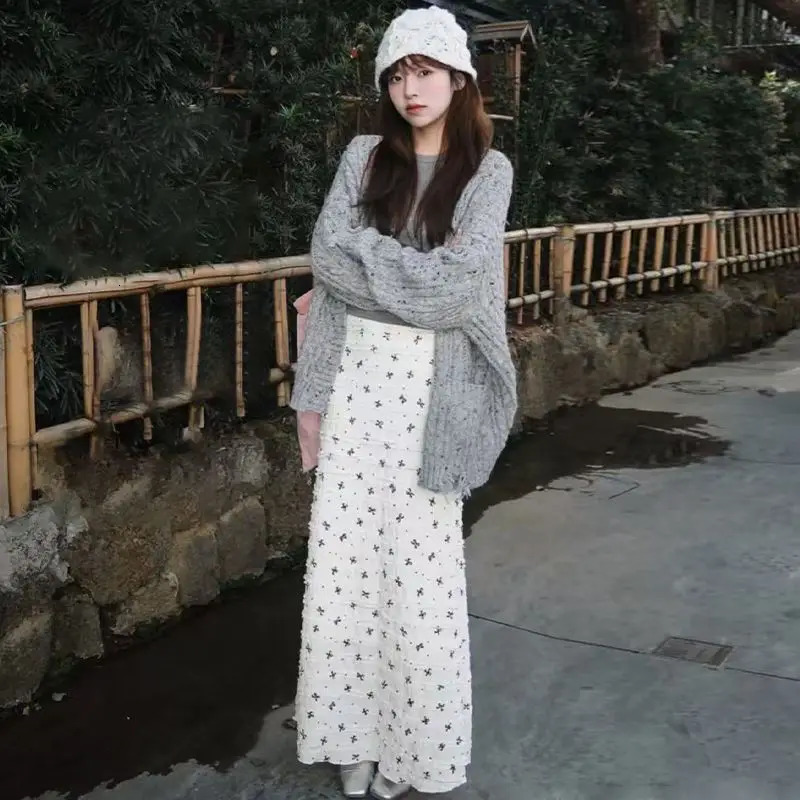 Womens Summer Floral Bow Print Lace Crochet Mermaid Hem Long Skirt Slimming Elegant Sexy Beach Dress Casual Boho HighLow Sty 250514