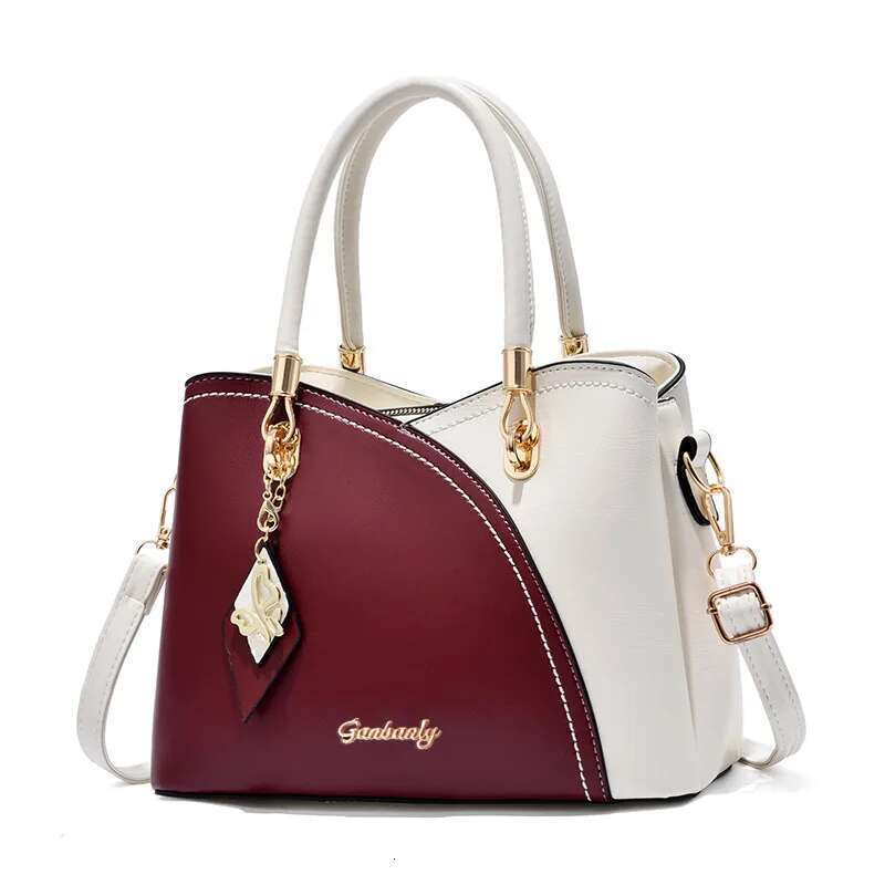 Fashion Handbag Large Capacity Plaid Contrast Color Middle-aged Women's One Shoulder Crossbody Bag