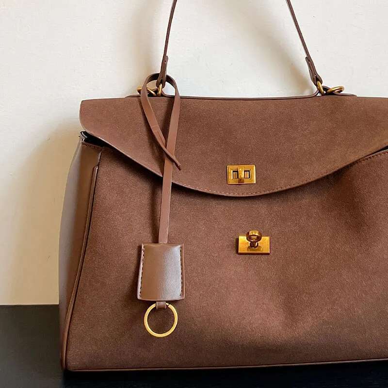 Women's Commuting Handbag - Matte Leather Tote Bag, Unisex Style, Large Handbag, Single Shoulder Bag