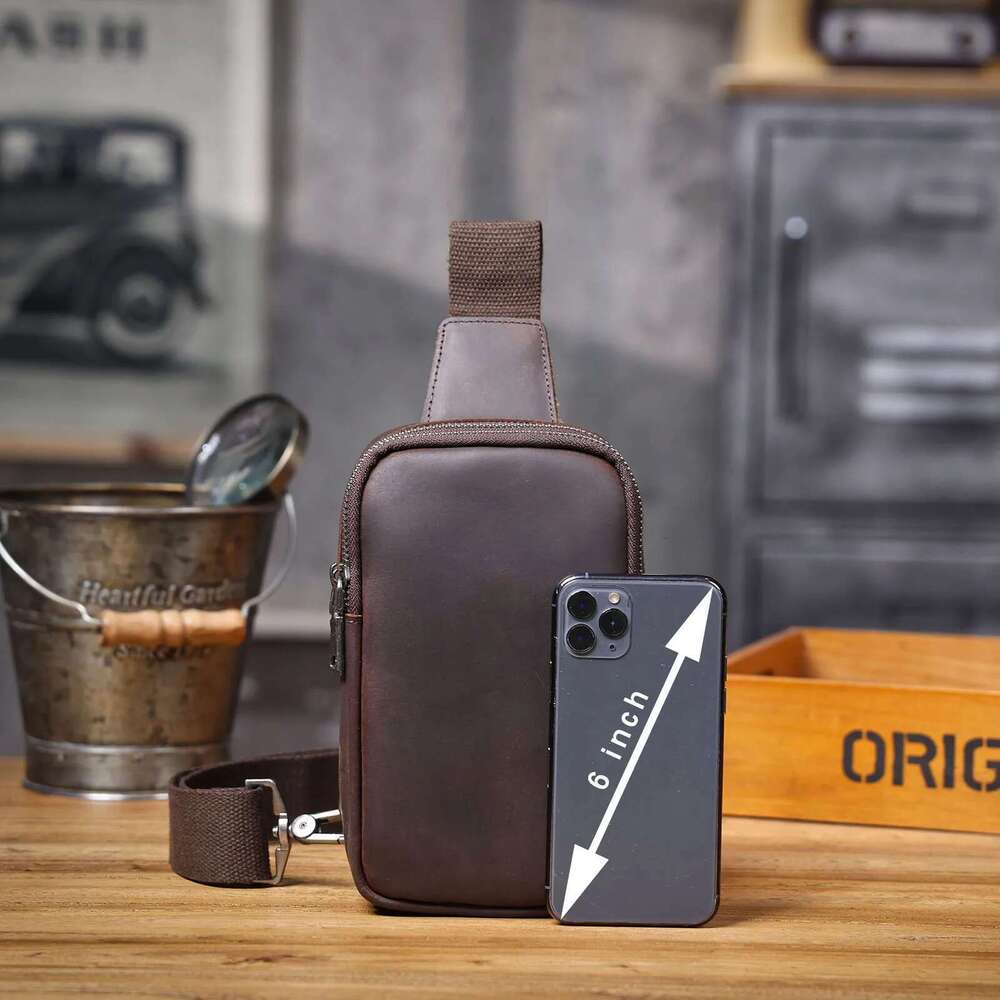 Premium Genuine Chest For men Vintage Full Grain Leather Crossbody Shoulder Sling Bag Daypack Large Capacity