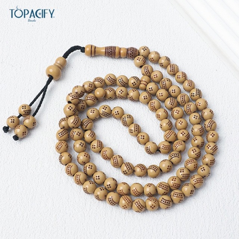 99 8mm imitation wooden Muslim Arabic bracelet beads, prayer beads