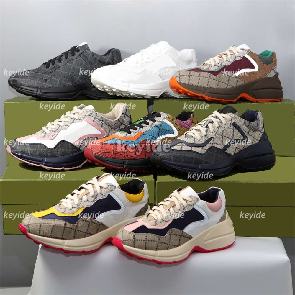 Rhyton Sneakers Designer Shoes Multicolor Sneakers Beige Men Trainers Vintage Chaussures Ladies Casual Leather Shoes Sneaker Size 35-45 Shoe