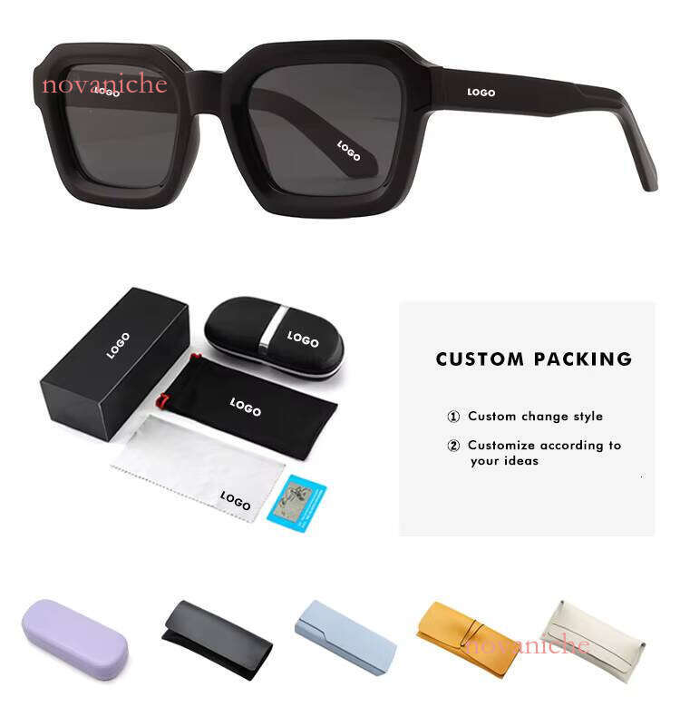 Logo Fashion Unisex Uv400 Square Acetate Polarized Luxury Sunglasses Gafas De Sol Polarizadas