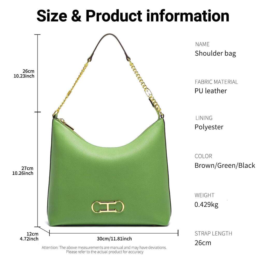 chch womens tote spring new light green handbag simple solid color commuter storage bag 250514