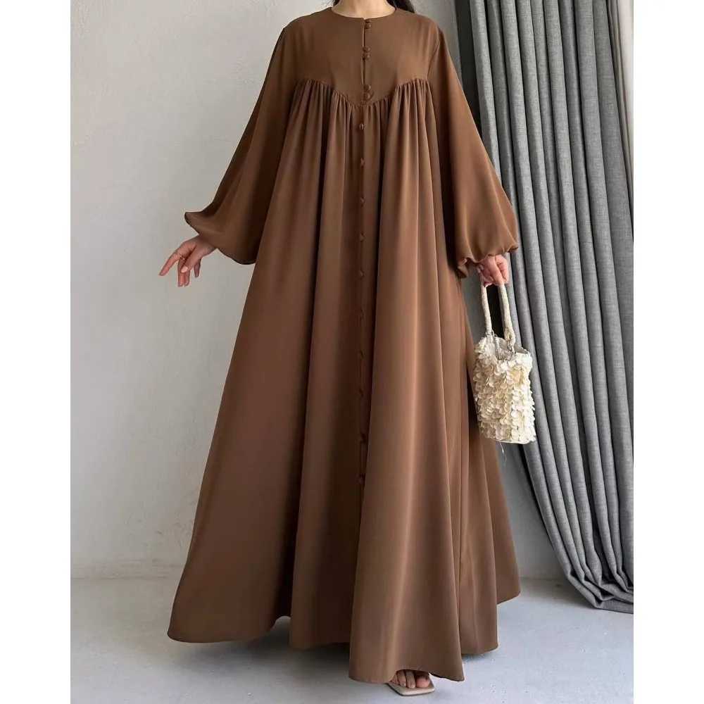 Dress Abaya Women Dress Vestidos Saudi Arab Long Robe Button Islam Dresses Ramadan Morocco Dubai Eid Muslim Abayas Kaftan 2025 X250514