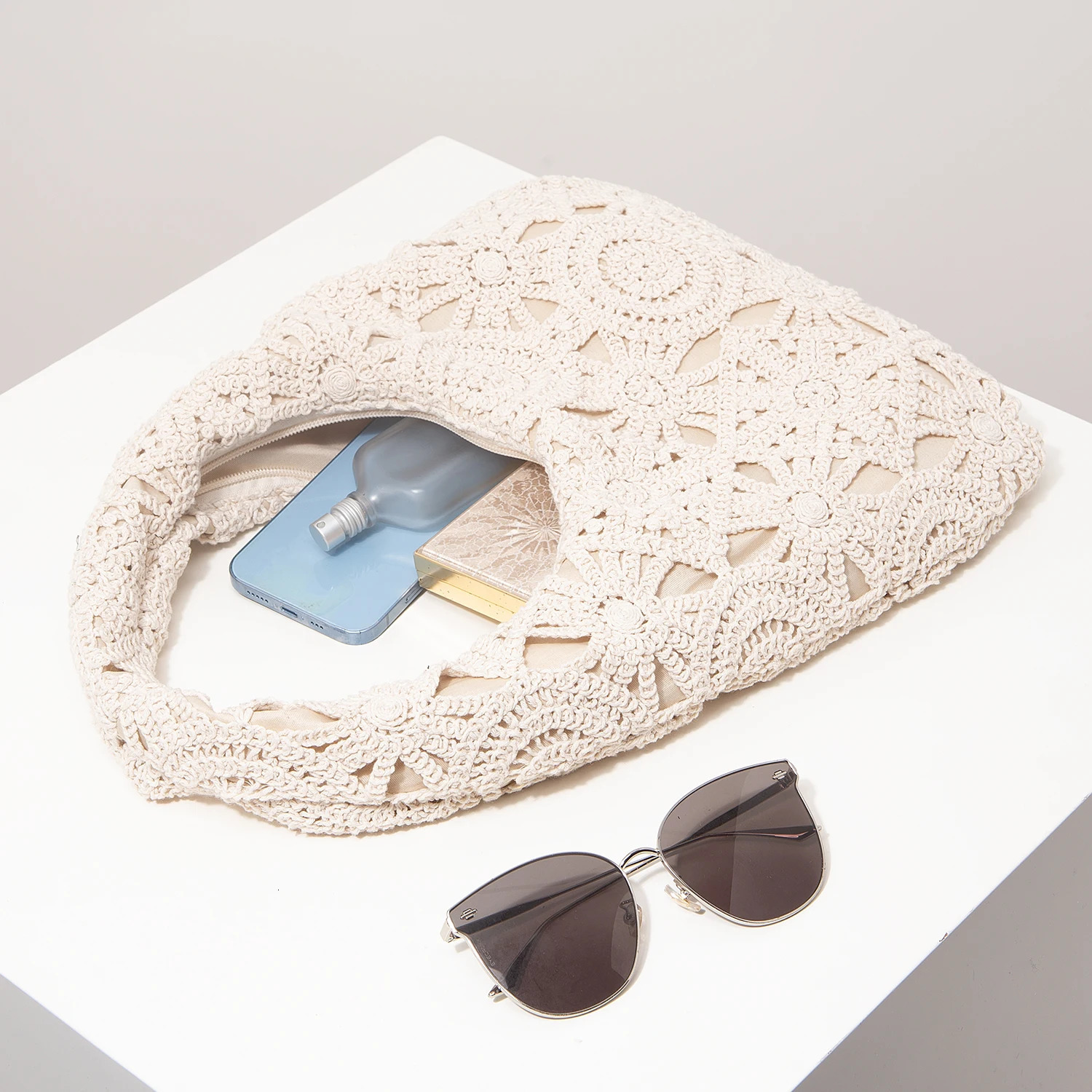 Pattern Hollow Woven Shoulder BagBohemia Straw Beach Bag Crochel SetPremium Style Travel Must HavesVacation Outfits Women 250514