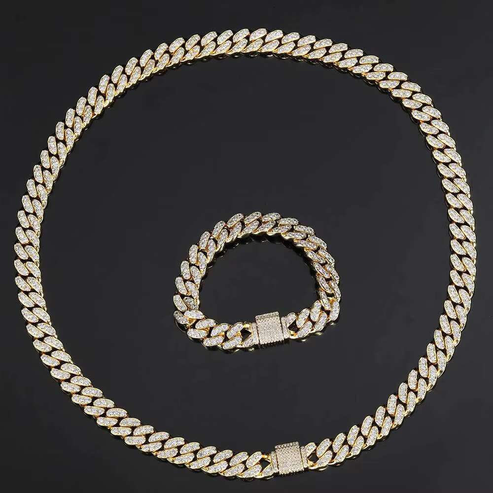Hip hop street rap 12mm men's chilled Cz Miami Cuban chain necklace