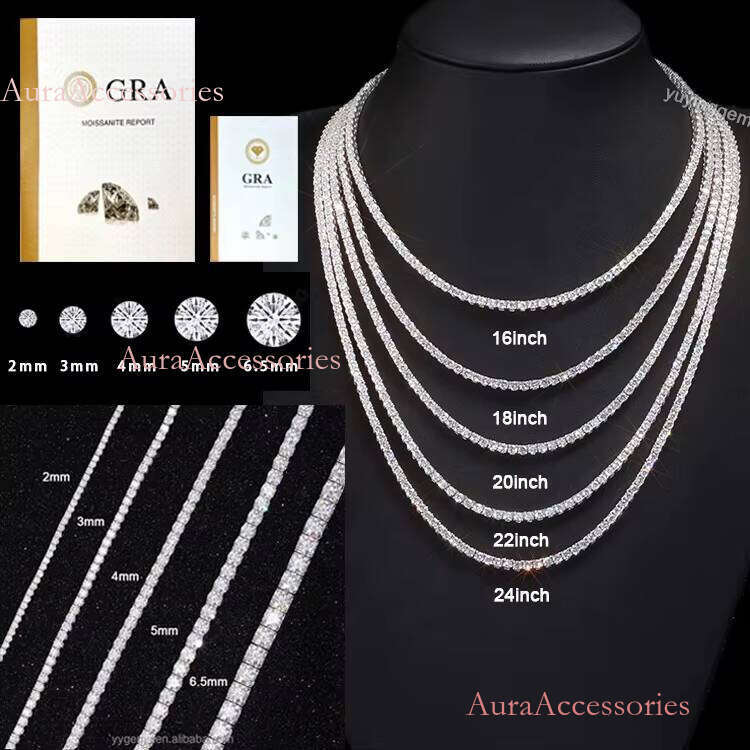 High Quality 1.0CT/6.5MM Link White Gold Plated S Sterling Sier VVS Moissanite Tennis Chain Bracelet Necklace Jewelry