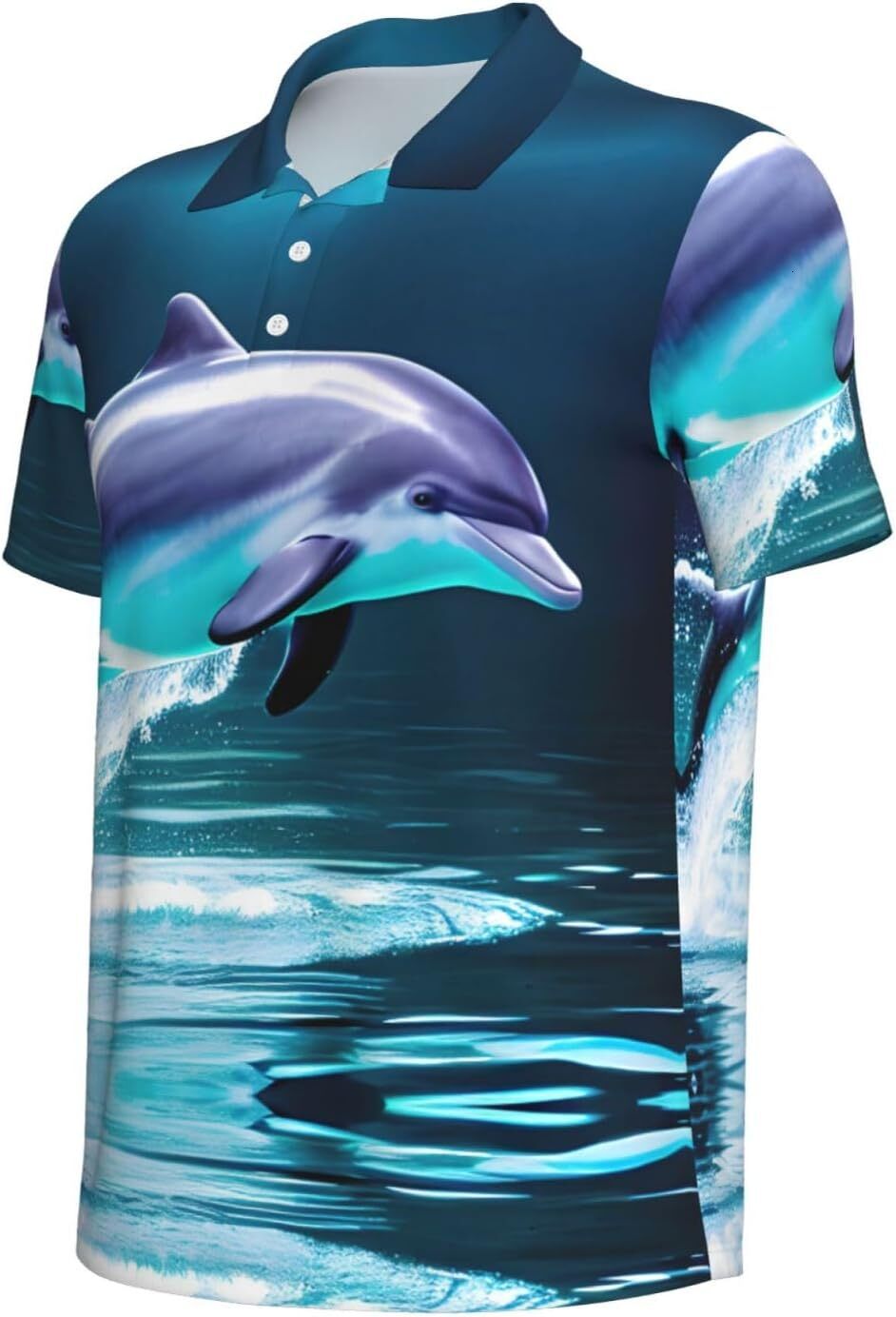Mens Polo shirt Unique 3D Animal Dolphin Print Men's Polo Shirts Golf Short Sleeve Shirts Casual Collared T-Shirt for Everyday Formal Polos shirt